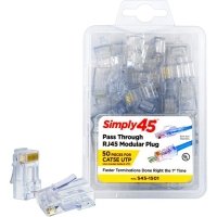 SIMPLY45 S45-1501 - Cat5e Unshielded - Pass Through RJ45 - 50pc Clamshell