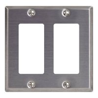 ICC Decorex Stainless Steel Faceplate with 2 Insert Spaces in Double Gang