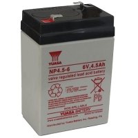 Yuasa NP4.5-6 6V, 4.5Ah Rechargeable SLA Battery, A Terminals