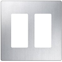 Lutron CW-2-SS Claro 2-Gang Screwless Wall Plate, Stainless Steel