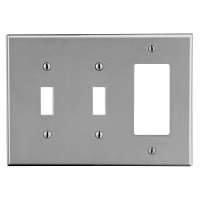 Hubbell P226GY Faceplates & Mounting Boxes, 3-Gang 2 Toggle 1 Decorator ...