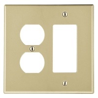 Hubbell PJ826I Wall Plate, Two Gangs, One Duplex and One Decorator, Ivory