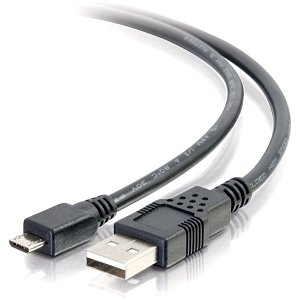 C2G CG27423 USB 2.0 A to Micro-B Cable M/M, 1' (0.3m), Black