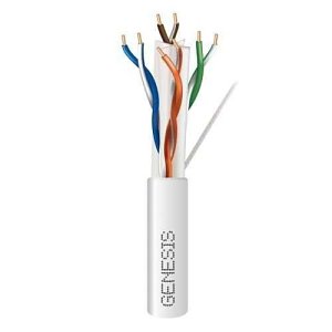 Genesis 50921101 CAT6 Plus Riser Cable, 23/4 Solid BC, U, UTP, CMR, FT4, 1000' (304.8m) Pull Box, White