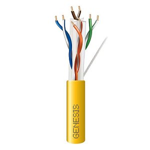 Genesis 51022102 4-Pair CAT6 Plus Plenum Cable, 23/4 Solid BC, U, UTP, CMP, LP, FT6, 1000' (304.8m) REELEX Pull Box, Yellow