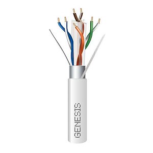 Genesis 53921001 CAT6 Plus Plenum Cable, 23/4 Solid BC, Shielded, F, UTP, FT6, 1000' (304.8m) Reel, White