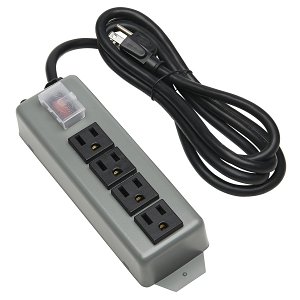 Tripp Lite UL603CB-6 Waber Industrial Power Bar, 4 Outlets, 6' Cord, Locking Switch Cover