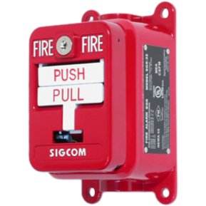 SigCom SGX-32SK1-SC SGX32 Series Explosion Proof Manual Pull Station, Dual Action, DPDT, Red