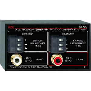 RDL TX-A2D Dual Audio Converter, Balanced to Unbalanced