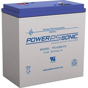 Power Sonic PS-6360 PS Series 6V, 36 Ah General Purpose SLA Battery, F2 Terminals