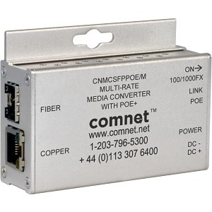 ComNet CNMCSFPPOE/M 10/100/1000 Mbps Ethernet Media Converters with 100FX and 1000FX Support + Optional Power over Ethernet (PoE)