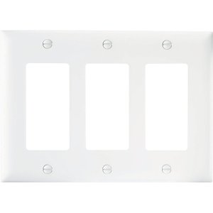 Pass & Seymour TP263W Trademaster Three-Gang Thermoplastic Decorator Wall Plate, White
