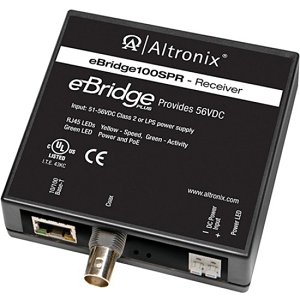 Altronix EBRIDGE100SPR EoC Single Port Receiver, 100Mbps, Generates PoE/PoE+/Hi-PoE 60W, 51/56VDC, Used with EBRIDGE200WPM or EBRIDGE4SPT (Replaces EBRIDGE1SPR)