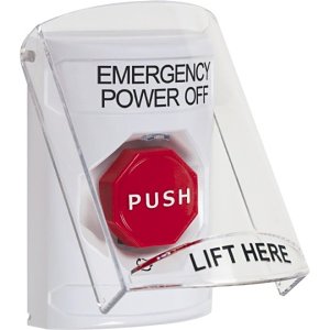 STI SS2329PO-EN White Indoor Only Flush or Surface Turn-to-Reset (Illuminated) Stopper Station with EMERGENCY POWER OFF