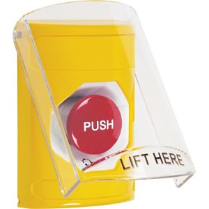STI SS2221NT-EN Yellow Indoor Only Flush or Surface Turn-to-Reset Stopper Station with No Text