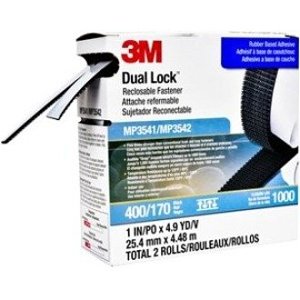 3M MP3541/MP3542 Dual Lock Reclosable Fastener with Synthetic Rubber-Based PE Foam Tape, 1"x 5 yds., Type 400 and 170, Black