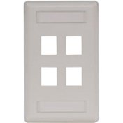 Hubbell IFP14OW Single-Gang Keystone Wallplate, 4-Port, Light Almond/Office White