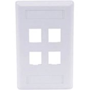 Hubbell IFP14W Phone/Data/Multimedia Face Plate, Face Plate, Rear-Loading, 4-Port, Single-Gang, White
