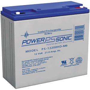 Power Sonic PS-12200HD-M6 PS Series 12V, 21 Ah  Heavy Duty SLA Battery
