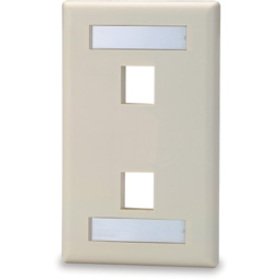Signamax 2-Port Single-Gang Keystone Faceplate With Labeling Windows, Light Ivory