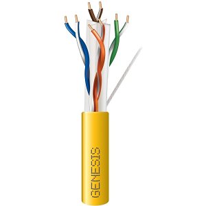Genesis 50921102 CAT6 Plus Riser Cable, 23/4 Solid BC, CMR, FTA, 1000' (304.8m) Pull Box, Yellow