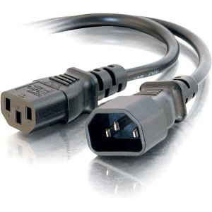 C2G CG03120 Computer 18 AWG Power Cord Extension, IEC320C14 to IEC320C13, TAA Compliant, 3' (0.9m)