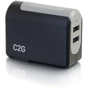 C2G CG20276 2-Port USB Wall Charger - AC to USB Adapter, 5V 4.8A Output