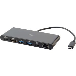 C2G CG28845 USB-C 6-in-1 Mini Docking Station with HDMI, Ethernet, USB and Power Delivery up to 60W, 4K 30Hz