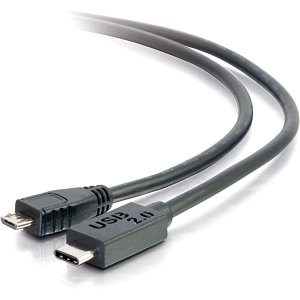 C2G CG28850 USB 2.0 USB-C to USB Micro-B Cable M/M, 3' (0.9m), Black