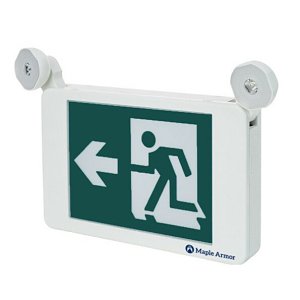 Maple Armor 10023 BEST Emergency Combo Unit B, Running Man Exit Sign with Two Head Lights (BEST-P 120/347)