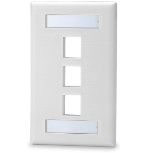 Signamax 3-Port Single-Gang Keystone Faceplate With Labeling Windows, White