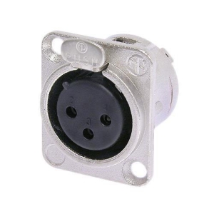 Neutrik NC3FD-L-1 DL Series 3-Pin Female Receptacle with Universal D-Size Metal Body, Silver Contacts, Nickel Housing