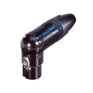 Neutrik NC3FRX-B RX Series 3-Pin Right Angle Female Cable Connector, Gold Contacts, Black Metal Housing