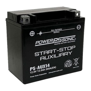 Power Sonic PW-AUX14 12V, 12 Ah Start-Stop Auxiliary Series AGM Battery, Delivering 200CCA