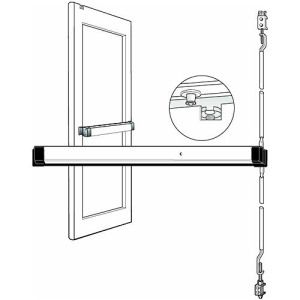 Adams Rite 8611-36 Narrow Stile Concealed Vertical Rod Exit Device, 36", Clear Anodized