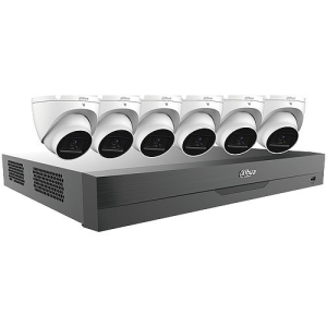 Dahua C885E62A 5MP HDCVI Security System, Includes (6) 5MP HDCVI Turret Cameras with (1) 8-channel Analytics 4K HDCVI DVR