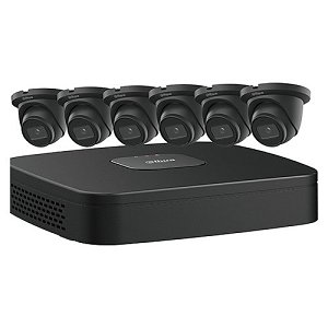 Dahua NB484E62B Starlight IP Security System Kit, (6) 4MP Turret IP Cameras, 2.8mm Lens, Black (1) 8-Channel 4K NVR