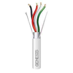 Genesis 22041101 22/4 Stranded Shielded Riser Cable, 1000' (304.8m) REELEX Pull Box, White