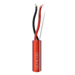 Genesis 4513214W 14 AWG 2C Solid Plenum Fire Cable, 1000' (304.8m) Reel-in-a-Box, Red with White Stripe