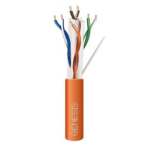 Genesis 50922103 CAT6 Plus Riser Cable, 23/4 Solid BC, U, UTP, CMR, FT4, 1000' (304.8m) REELEX Pull Box, Orange