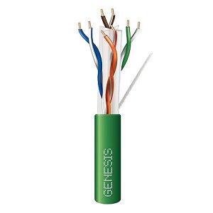 Genesis 50922105 CAT6 Plus Riser Cable, 23/4 Solid BC, U, UTP, CMR, FT4, 1000' (304.8m) REELEX Pull Box, Green