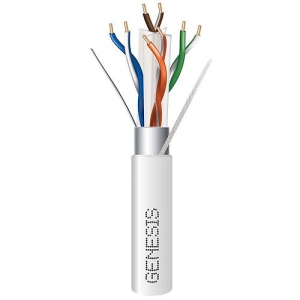 Genesis 51921001 CAT6 Plus Riser Cable, 23/4 Solid BC, Shielded, CMR, FT4, 1000' (304.8m) Reel, White