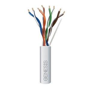 Genesis 63301101 CAT5e Non-Plenum Cable, 24/4 Solid BC, U, UTP, CM, Sunlight Resistant, 1000' (304.8m) Pull Box, White