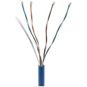 Genesis 63301106 CAT5e Non-Plenum Cable, 24/4 Solid BC, U, UTP, CM, Sunlight Resistant, 1000' (304.8m) Pull Box, Blue