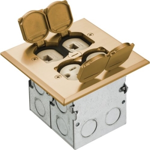 Arlington Combo Floor Box Kit with Installed Low Voltage Divider
