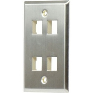 On-Q/Legrand 1-Gang, 4-Port Wall Plate, Stainless Steel