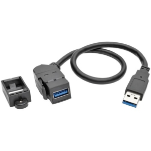 Tripp Lite USB 3.0 Keystone Panel Mount Coupler Extension Cable Angled 1'