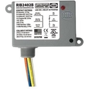 Functional Devices RIB2402B Power Relay, 20A SPDT, 24 Vac-dc-208-277 Vac Coil, NEMA 1 Housing