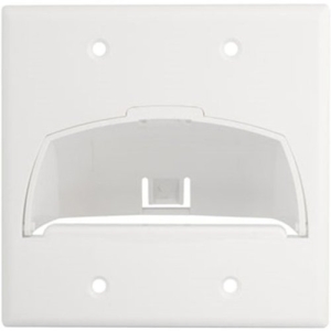 Legrand-On-Q Double Gang Hinged Bullnose Wall Plate, White