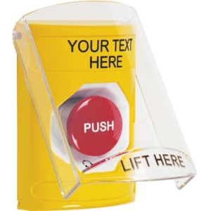Stopperï¿½ Station Turn-to-Reset Cover Flush/Surface Mount Custom Label Yellow
